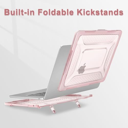 MOSISO Compatible with MacBook Air 15 inch Case M5 M4 M3 M2, Pink | 2 in 1 Kit Honeycomb Shockproof Heavy Duty TPU Bumper Hard Case with Fold Kickstand for A3241 A3114 A2941 2026-2023 - color: Pink