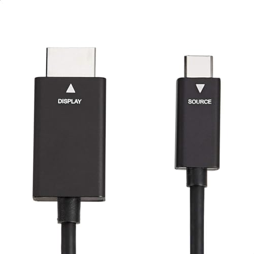 Amazon Basics Premium Aluminum Uni-Directional USB-C (Source) to HDMI (Display) Cable Adapter (Thunderbolt 3 Compatible) 4K@60Hz, 6-Foot, Black