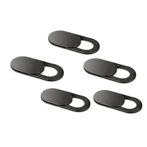 Webcam Privacy Slider Cover for Laptop, Phone, Tablet, Black, Ultra Thin 0.8mm, 18mm x 9mm, 5 Pack