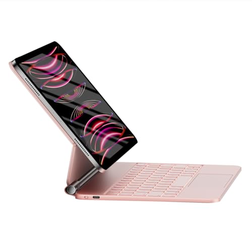 HOU Keyboard Case for iPad Air 11 inch 2026 M4/2025 M3/2024 M2 & iPad Pro 11" (4th/3rd/2nd/1st) Generation,iPad Air 5th&4th gen Case with Keyboard,Magic-Stand, Multi-Touch Trackpad,Backlight,Pink - color: pink, size: iPad Pro 11″ & iPad Air 11″/5th/4th