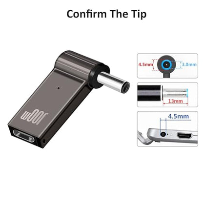 USB-C to 4.5mm Charging Cable for ASUS Q524 Q524U Q534 Q534U Q524UQ Q534UX Q534UXK P2540U P2540UA P2540NV P2540UV Q524UQ-BBI7T15 2-in-1 15.6" Touch-Screen Laptop DC Tip