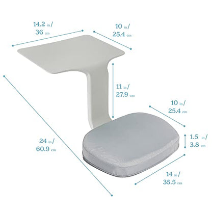 ECR4Kids The Surf Portable Lap Desk with Cushion, Flexible Seating, Light Grey - color: Light Grey