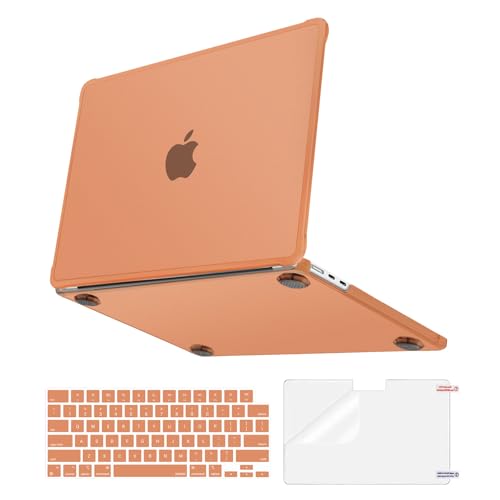 MOSISO Anti-Crack Slimness Case for MacBook Air 13 inch M5 M4 M3 M2 2026-2022 A3449 A3240 A3113 A2681, 3 in 1 Kit Anti-Fingerprints Reinforced TPU Bumper Hard Shell for MacBook Air 13.6, Cosmic Orange - color: Cosmic Orange
