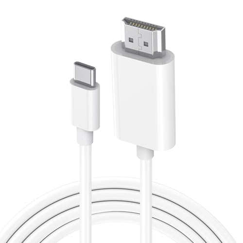 USB C to HDTV Cable 4K@60Hz, 6FT Type C to HDTV 2.0 Cord for iPhone 17/16/15Series, MacBook, iPad Pro, iMac, Galaxy S24, Surface, USB-C to HDTV Adapter for TV/Monitor/Projector (Pure White) - color: Pure White