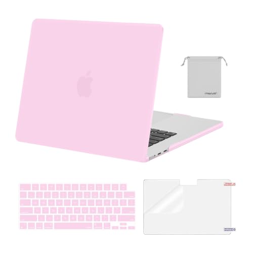MOSISO Compatible with MacBook Air 15 inch Case M5 2026 M4 M3 M2 2025-2023 | A3448 A3241 A3114 A2941, Scratch-Resistant Protective Hard Shell Case&Keyboard Cover&ScreenFilm&Pouch, Dusty Pink - color: Dusty Pink