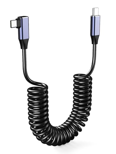 USB-C to C Coiled Cable PD100W Fast Charging, Retractable Short Car Charger Cable,Tangle Free, Travel & Portable Data Transfer Cord for iPhone 17/16/15, Galaxy S23, iPad Pro/Air, Carplay - size: LL-0.3m