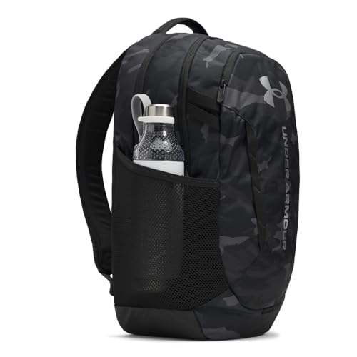 Under Armour Unisex Hustle 6.0 Backpack, (007) Black/Black/Metallic Silver, One Size Fits Most - color: (007) Black / Black / Metallic Silver, size: One Size