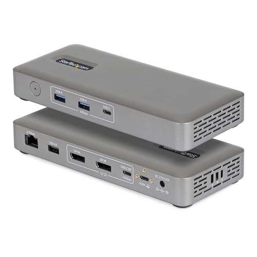 StarTech Driverless USB4 Dock, Dual 4K 144Hz for Mac and Windows, 100W | Universal USB-C dock, M4 and M5 MacBook, Plug-and-play, Single 8K 60Hz DisplayPort, 2.5GbE, Lock slot