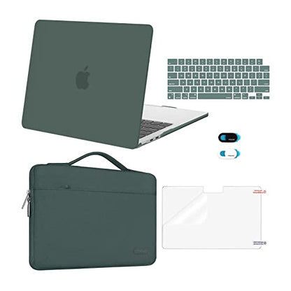 MOSISO Compatible with MacBook Air 13 inch Case M5 2026 M4 2025 M3 M2 2024-2022 A3449 A3240 A3113 A2681,Hard Shell&Sleeve Bag&Keyboard Skin&Webcam Cover&ScreenFilm for MacBook Air 13.6, Emerald Green - color: Emerald Green
