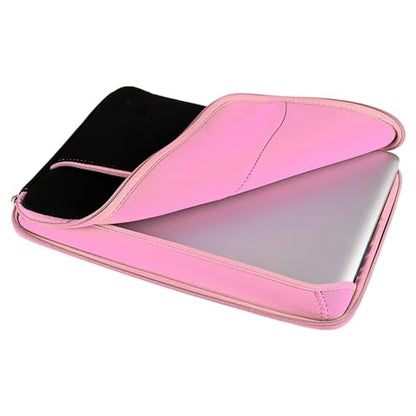 Neoprene 13.3 inch Laptop Sleeves, Slim Computer Bag for 13 in Notebooks, Tablets, Protective Cover for Men and Women - color: Black / Soft Pink