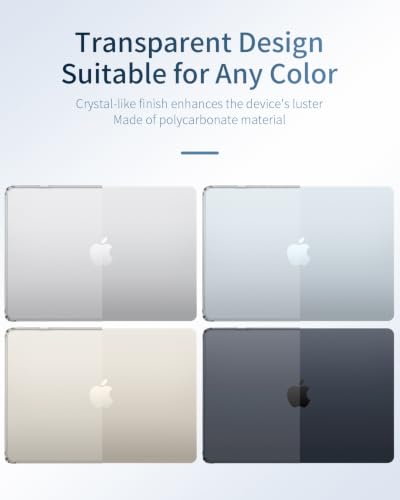 Matte Clear Laptop Cover for MacBook Air 13 inch Case 2026-2022 | 13.6-in Mac M5 M4 M3 M2 Chip Model A3449 A3240 A3113 A2681, Ultra Thin Hard Shell Protect From Scratches, Frosted Transparent - color: Matte Transparent, size: MacBook Air 13.6"