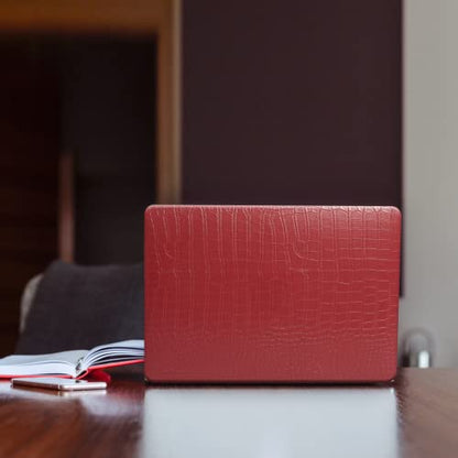 Funut for MacBook Air 13.6 inch Case M5 M4 M3 M2 2022-2024 2025 2026 Release A3449 A3240 A3113 A2681 with Touch ID, Crocodile MacBook Air 13 M5 Leather Hard Shell Case & Keyboard Cover,Red - color: 01Red Wine, size: 2022-2026 MacBook Air 13.6 inch M2 M3 M