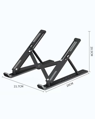 Adjustable Plastic Laptop Stand – Foldable Portable Laptop Raiser Large Size Black BLC1043-05 - color: Black, size: Large