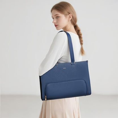 Keyli 3pcs Laptop Bag for Women 15.6 inch and Lunch Tote Bag for Women with Insulated Lunch Compartment Computer Briefcase - color: 1.0-blue