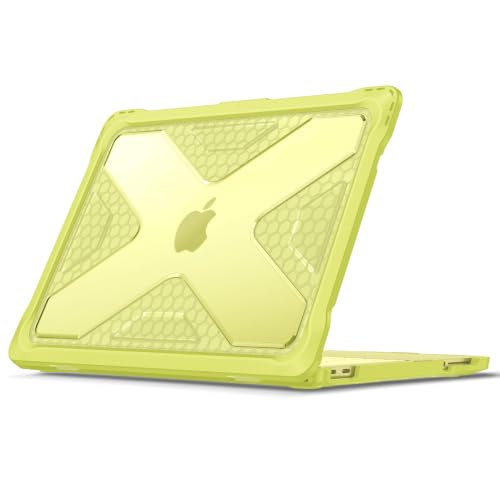 Fintie Rugged Case for MacBook Neo 13 Inch A3404 2026, Citrus | Heavy Duty, Fingerprint Resistant, Shock-Absorbing, TPU Bumper, Hard Shell, Snap-On Cover, Work Travel Study Daily Use - color: Citrus