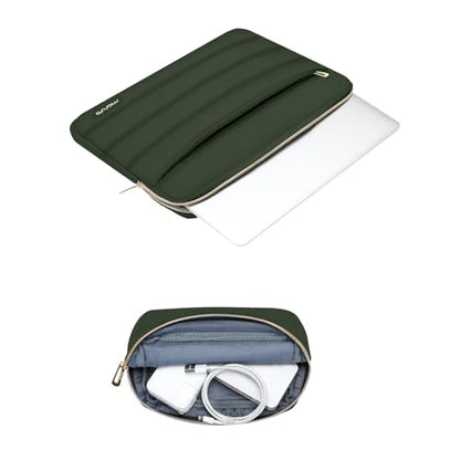 MOSISO Laptop Case 16 inch, 15-15.6 inch Puffy Laptop Sleeve Compatible with MacBook Pro 16 M5 M4 M3 M2 M1, HP Dell ASUS Acer Toshiba Lenovo, Polyester Horizontal Bag with Small Case, Army Green - color: Army Green, size: 16 inch