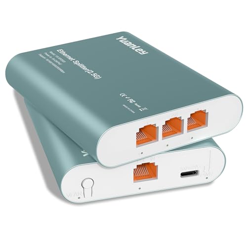 1 to 3 Port 2.5G Ethernet Splitter Switch with PoE Input, 4 Port 2.5G High Speed Splitter with Aluminum Case, VLAN Isolation, USB-C/PoE Powered Network Port Expander for Router, PC, IP Camera