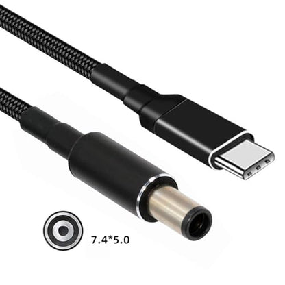 USB-C 100W 20V Input to DC 7.4 * 5.0mm PD Power 65W Output Charge Cable Support QC PD Type-C Compatible with HP-Laptop (1.8m) - style: 7.4x5.0mm HP