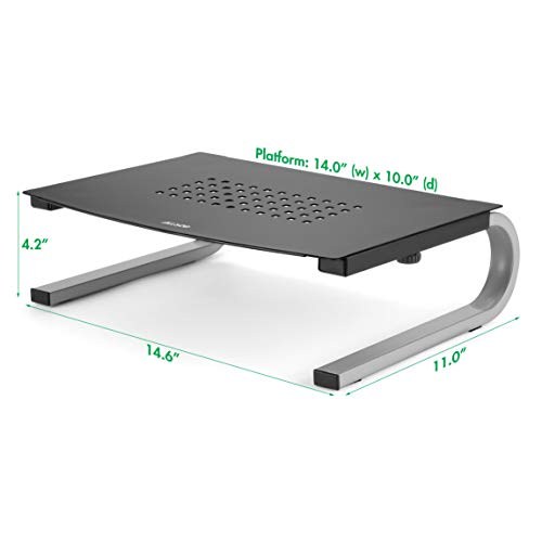 Allsop Redmond Monitor Stand, Holds 40 lbs with Keyboard Storage Space - Black (29248) - style: Monitor Stand