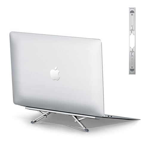 Laptop Risers for Desk, 4 Adjustable Heights Laptop Stand, Keyboard Riser, Ergonomic Laptops Feet for Desk, Compatible with MacBook Air Pro, with Dell, with HP, More 10-15.6” Laptops - color: Silver, size: K01