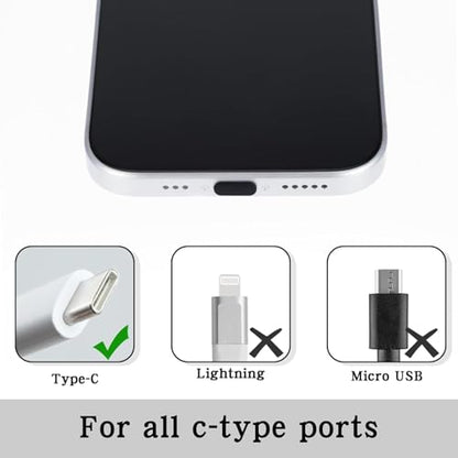 USB C Plug Cover Dust Plug, Black, Silicone, 20 Pcs | Type C Port Protection Cap, With Plastic Cleaning Brush, For Most Type C Mobile Phone Tablet, Anti Dust