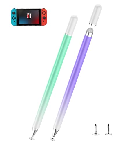 Stylus Pen for Touchscreen, Kenkor 2 in 1 Active iPad Pencil - Purple+Green | Stylus Pen for iPad/Android/Switch/iPhone/Samsung/Galaxy/Huawei/Surface/ViVo/OPPO/Lenovo, All Touch Screens Tablet Pencil - color: Green+Purple