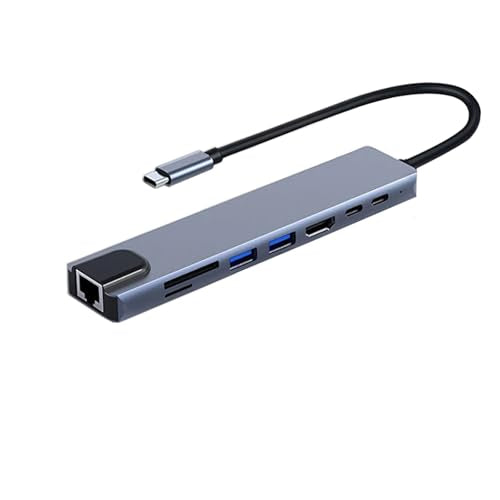 USB C Hub Adapter Laptop Docking Station 8 in 1 USBC Dongle to 4K HDMI,Ethernet,2 USB,Type-C,SD TF Card Reader,PD 100W Compatible with iPhone16/MacBook/Dell and Other Type C Laptops Device