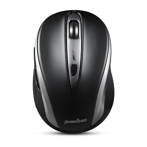 Perixx PERIMICE-721IB Wireless Ergonomic Mouse - 5 Button Optical Design - Silent Clicks - Compatible for Desktop and Laptop PC - Wireless 2.4 GHz - Iron Black