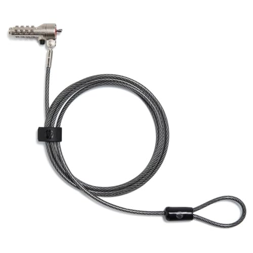 HP Essential Nano Combination Cable Lock - 6 ft Cable - 4-Digit - Combination Lock - Vinyl, Galvanized Steel - for Notebook