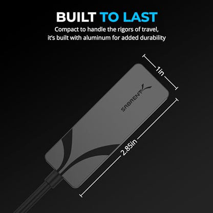 SABRENT USB-C to 2.5Gbps Ethernet Adapter, Multi-Gig (NT-25GA) | 2.5GbE USB-C to RJ45; for MacBook, iPad Pro, Windows, Linux; aluminum; Wake-on-LAN - size: 2.5GbE USB-C