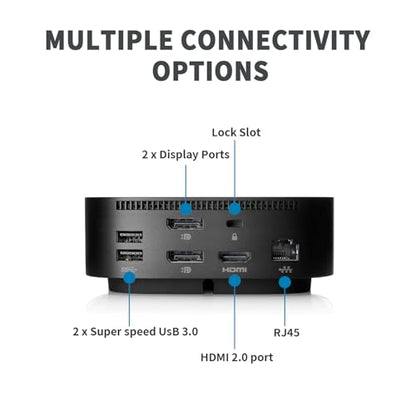 HP Docking Station for Laptop Dual Monitor,HP USB-C G5 Dock with 120W AC Adapter,Bundle with USB-C/HDMI/DP Cables (Renewed)