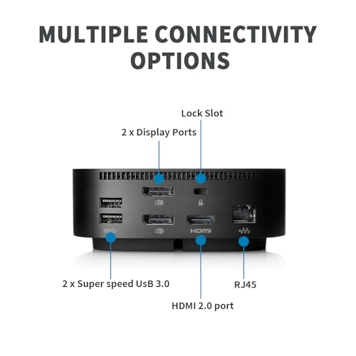 HP Docking Station for Laptop Dual Monitor,HP USB-C G5 Dock with 120W AC Adapter,Bundle with USB-C/HDMI/DP Cables (Renewed)