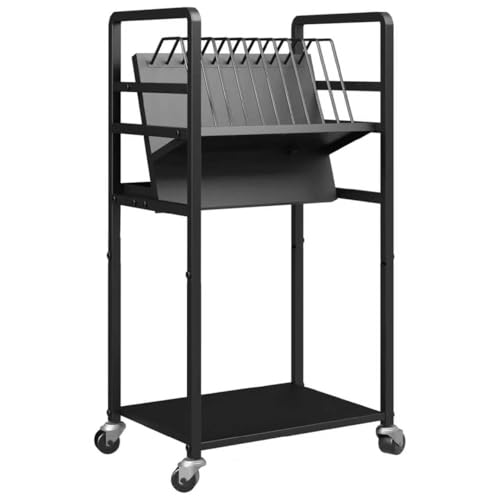 Metal Laptop Charging Station with Wheels, 12 Device Mobile Charging Cart for Laptops, Computers, Tablets and Chromebooks, Storage Rack for Office and Classroom
