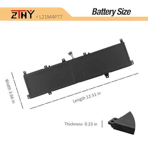 L21M4P77 L21D4P76 L21C4P74 Laptop Battery for Lenovo ThinkPad Z16 Gen 1/2 | 2022 Series Notebook Battery SB10W51989 5B10W51888 SB10W51990 5B10W51889 SB10W51988 5B10W51887 15.52V 72Wh 4640mAh - size: 12.44*3.46*0.24 inch L21M4P77