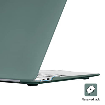 EooCoo for MacBook Air 13.3 inch Case with Keyboard and Screen Protector | Ultra Thin and Transparent, Hard Case Compatible with MacBook Air 13.3 inch M1 Chip 2021-2018 with Retina Display - color: Matte Midnight Green
