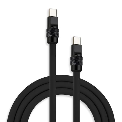 chubbycable USB C to C 240W Silicone Charging Cable, Black+Black, 3.3FT | Premium Zinc Alloy Connectors, 6mm Extra Thick, 45,000+ Bend Tested, E-Marker Chip, Stable 480Mbps Data Transfer - color: Black+Black, size: 3.3ft (1m), style: Type C-Type C