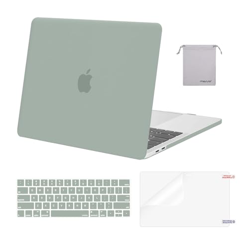MOSISO Compatible with MacBook Pro 15 inch Case A1990 A1707, Antique Green | Protective Crack-Resistant Plastic Peony Hard Shell Case&Keyboard Cover Skin& Screen Protector - color: Antique Green