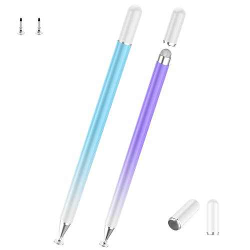Stylus Pens for Touch Screens, 2 Pcs 2-in-1 Lightweight Magnetic iPad Pen | Alloy Body,Disc&Fiber Tip,High Sensitivity Capacitive Stylus Pen for iPad/Nintendo Switch/iPhone/Android Tablet(Blue/Purple) - color: Blue+Purple
