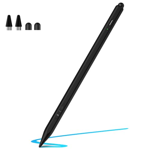 Stylus Pen for iPad, iPhone, Touchscreen, Android, Universal Stylus Pencil | 2 in 1 Fast Charge Active Stylus Pen, Fine Tip, High Sensitivity, Magnetic Stylist Pencil for Samsung, Switch, Watch, Tablets - color: Black