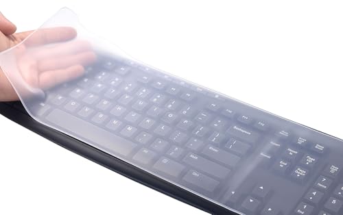2 PCs 17.52" x 5.51" Ultra Thin Universal Silicone Keyboard Cover Skin Compatible for Most Standard Size PC Computer Desktop Keyboards (Clear) - color: Clear, size: 17.52" x 5.51"