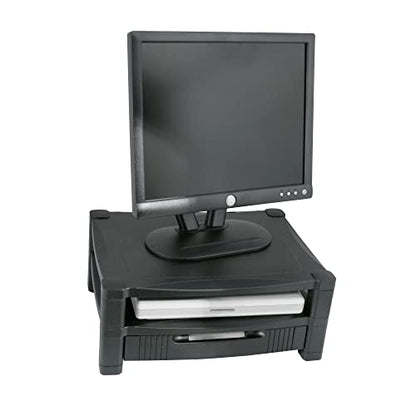 Kantek Two-Level Monitor Stand, 17" X 13.25" X 3.5" To 7", Black, Supports 50 Lbs - style: Two Level with Drawer
