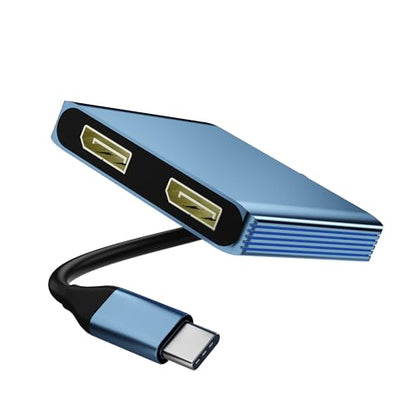 DisplayPort Splitter for Dual Monitors, 4K@60Hz USB C to Dual DisplayPort Splitter Adapter for Extended Display with 2 Displayports/USB3.0/100W PD Fast Charging, Compatible with MacBook/HP/Dell/Lenovo
