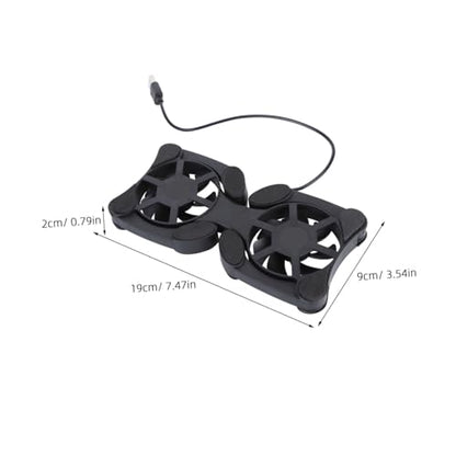SOLUSTRE Portable Foldable Laptop Cooler USB Powered Fans Black Notebook Cooling Mat for Heat Dissipation Compact Design Protective Pads Energy-Saving Cooling