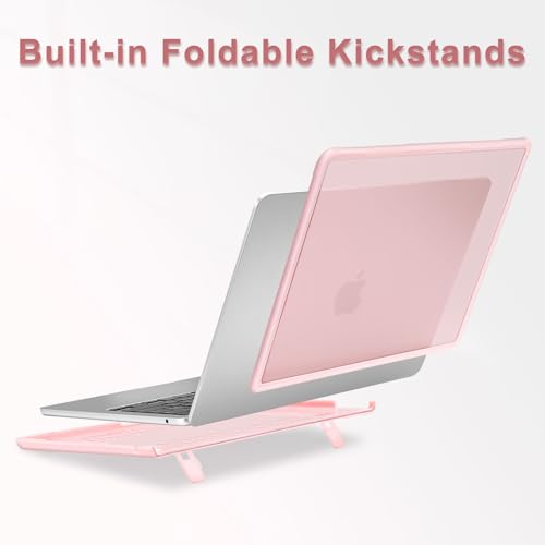 MOSISO Compatible with MacBook Air 13 inch Case M5 M4 M3 M2, Pink | 4 in 1 Kit Anti-Crack Hard Shell with Kickstand for MacBook Air 13.6 inch Case 2026-2022 A3449 A3240 A3113 A2681 - color: Pink