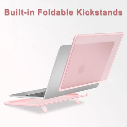 MOSISO Compatible with MacBook Air 13 inch Case M5 M4 M3 M2, Pink | 4 in 1 Kit Anti-Crack Hard Shell with Kickstand for MacBook Air 13.6 inch Case 2026-2022 A3449 A3240 A3113 A2681 - color: Pink