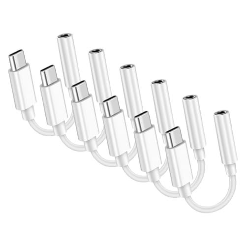 USB C to 3.5mm Headphone Jack Adapter Type C Audio Aux Cable Dongle Compatible with iPhone 16/15/15 Plus/15 Pro/15 Pro Max/iPad/Pixel, Samsung Galaxy S23 S22 S21 S20 Ultra Z Flip/Note (White, 6pcs) - color: White, size: 6pcs