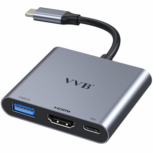 USB C to HDMI Adapter,USB-C Adapter Hub Multiport Digital AV Converter | USB C Dongle with 4K HDMI,USB3.0,Type C PD Charge Port 4K for iPad Pro/air,MacBook Pro/air,Tablet,Switch and More USBC Device - color: ‌Light Gray‌