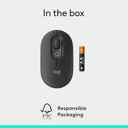 Logitech POP Mouse, Compact and Portable Wireless Bluetooth - Graphite | Compact, portable, programmable buttons, quiet clicks, easy-switch for up to 3 devices, laptop, tablet, PC - color: Graphite