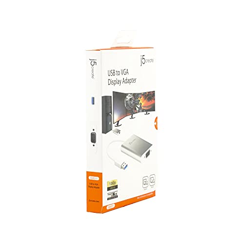 j5create USB-A to VGA Aluminum Display Adapter 1080p HD Resolution | Up to 2048 x 1152| USB 3.1/3.0/2.0 Port | Compatible with Windows and Mac (JUA311)