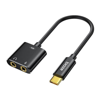 USB C to 3.5mm Jack Audio Adapter External Sound Card with 3.5mm Headphone and Microphone TRS Jack to USB C Compatible with Windows, Laptops, Desktops Windows, MAC, Linux, PC, PS5, PS4 - color: B-Black